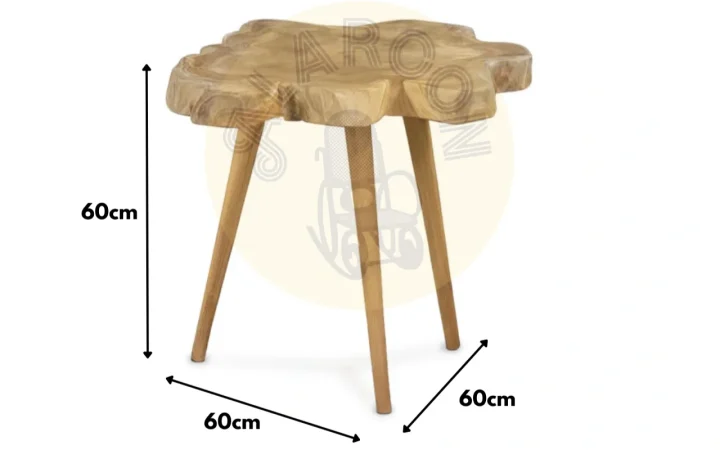 Mesa Auxiliar Madera de Teca Tronco Irregular 60x60x60 Cm - Moycor (5)