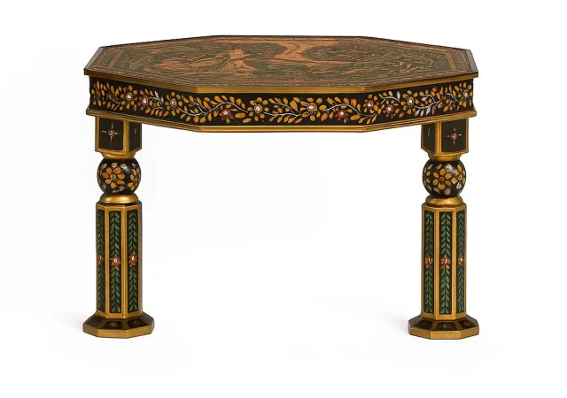 Mesa Auxiliar Octogonal de Madera de Mango 62 cm Decorada a Mano con Pintura India-MOVIL (2)