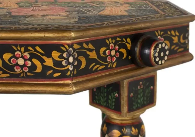 Mesa Auxiliar Octogonal de Madera de Mango 62 cm Decorada a Mano con Pintura India-MOVIL (3)