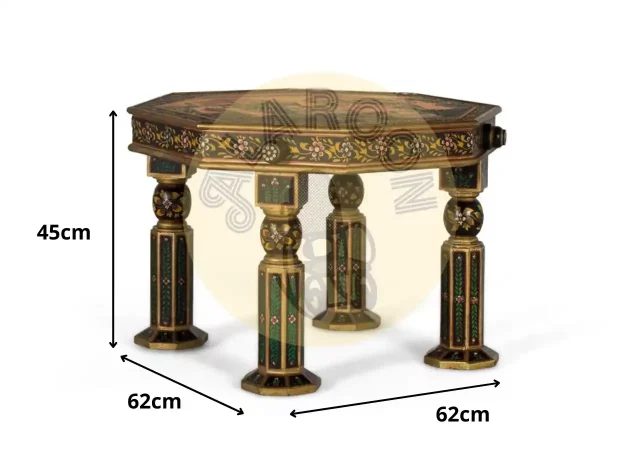 Mesa Auxiliar Octogonal de Madera de Mango 62 cm Decorada a Mano con Pintura India-MOVIL (4)