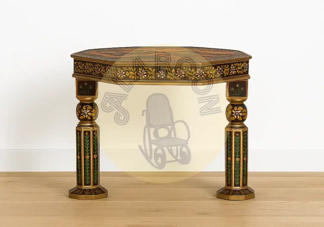 Mesa Auxiliar Octogonal de Madera de Mango 62 cm Decorada a Mano con Pintura India-MOVIL (5)