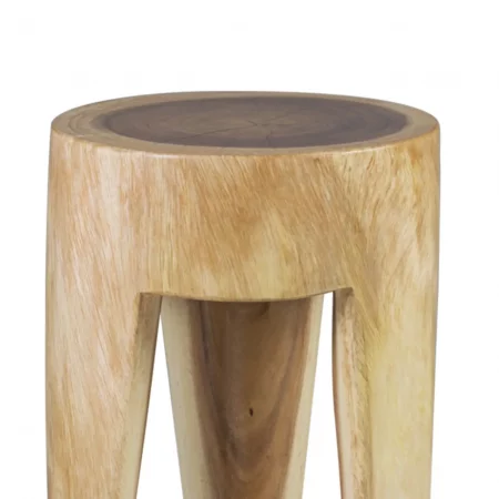 Mesa Auxiliar Redonda en Madera Natural de Suar con 3 Patas - Moycor (2)