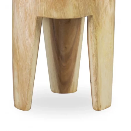 Mesa Auxiliar Redonda en Madera Natural de Suar con 3 Patas - Moycor (3)
