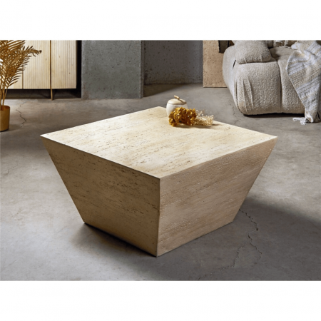Mesa Auxiliar Trapecio de Imitación de Mármol Travertino - Imori (1)