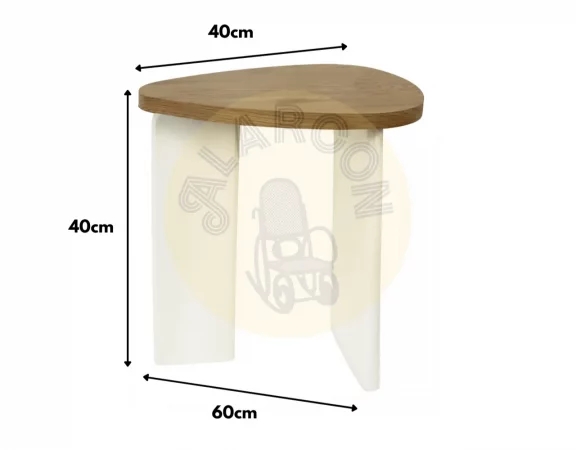 Mesa Auxiliares Makalani Chapado Fresno DM Lacado Blanco 60x45x40 Cm - Imori (3)