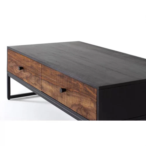 Mesa Centro 2 Cajones Madera Palisandro y Mango Base Metal Colección Varanasi 110x60x40 Cm - Giner y Colomer (3)