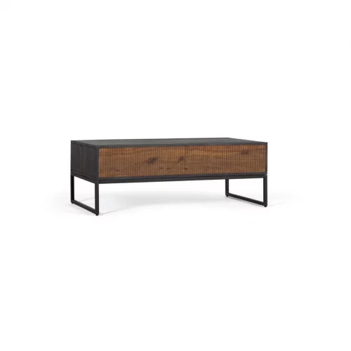 Mesa Centro 2 Cajones Madera Palisandro y Mango Base Metal Colección Varanasi 110x60x40 Cm - Giner y Colomer (4)
