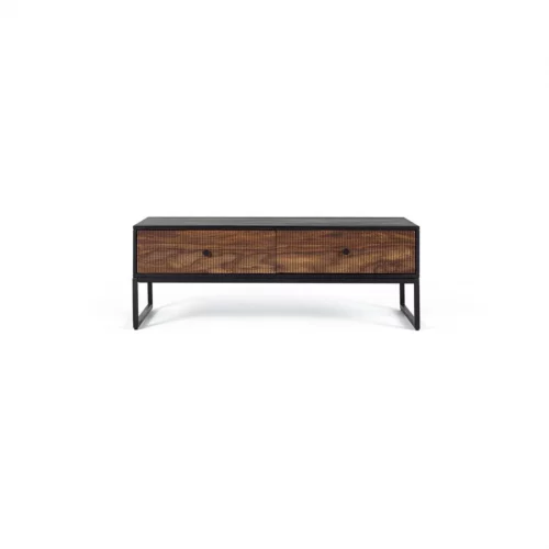 Mesa Centro 2 Cajones Madera Palisandro y Mango Base Metal Colección Varanasi 110x60x40 Cm - Giner y Colomer (5)