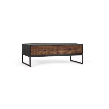 Mesa Centro 2 Cajones Madera Palisandro y Mango Base Metal Colección Varanasi 110x60x40 Cm - Giner y Colomer (6)