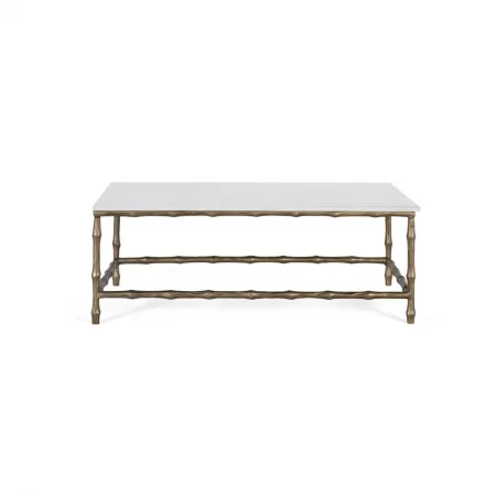 Mesa Centro Aluminio Dorado y Mármol Blanco 110x39x59 Cm - Giner y Colomer (2)
