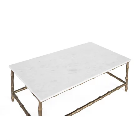 Mesa Centro Aluminio Dorado y Mármol Blanco 110x39x59 Cm - Giner y Colomer (3)