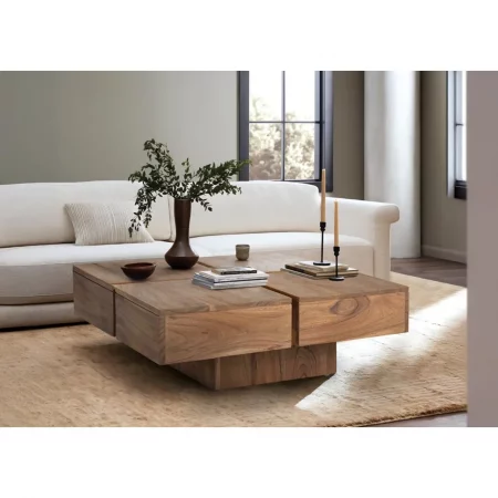 Mesa Centro Cuadrada Madera Acacia Colección Contemporary 80x80x31 - Giner y Colomer (2)