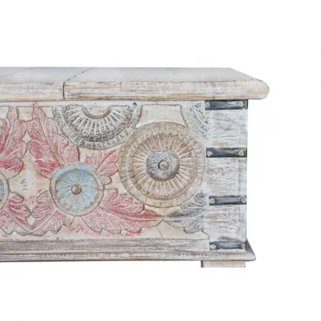 Mesa Centro Cuadrada Tipo Baúl Madera Mango Tallada a Mano 90x90x45 Cm - Giner y Colomer (4)