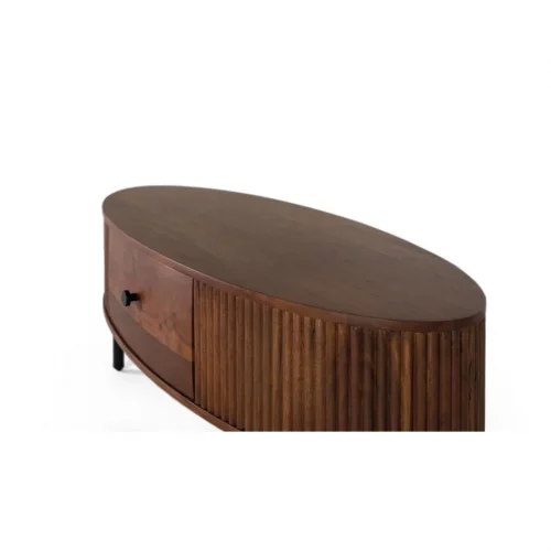 Mesa Centro Madera Acacia cCajón Ovalada Colección Ludhiana 120x50x40 Cm - Giner y Colomer (3)