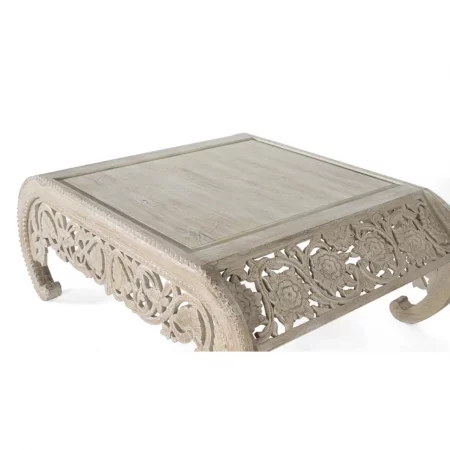 Mesa Centro Madera Mango Blanco Decapé 120x46x90 Cm - Giner y Colomer (1)