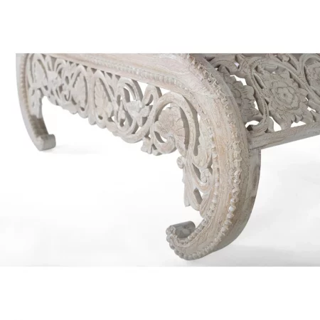 Mesa Centro Madera Mango Blanco Decapé 120x46x90 Cm - Giner y Colomer (5)