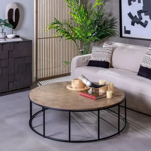Mesa Centro Madera Natural DM Metal 120x35 Cm - IXIA (7)