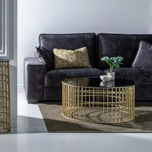 Mesa Centro Oro Metal Cristal 91x43 Cm - IXIA (4)