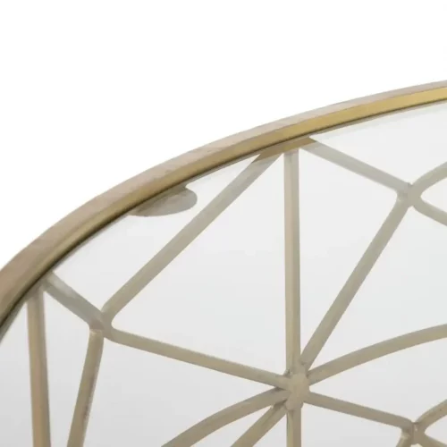 Mesa Centro Oro Metal Cristal 98x44 Cm - IXIA (2)
