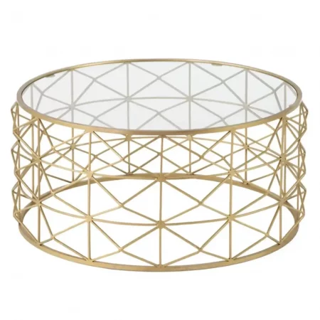 Mesa Centro Oro Metal Cristal 98x44 Cm - IXIA (4)