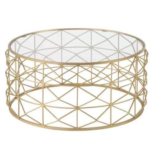Mesa Centro Oro Metal Cristal 98x44 Cm - IXIA (4)