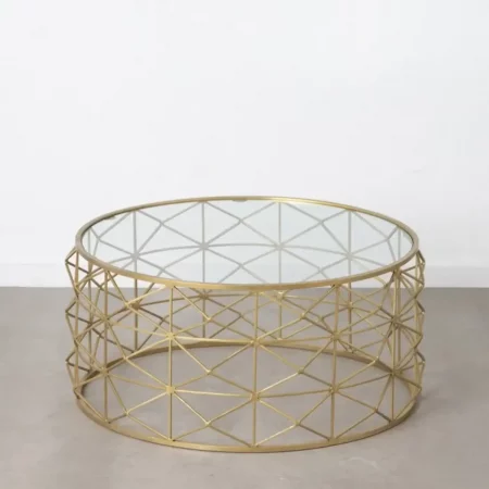 Mesa Centro Oro Metal Cristal 98x44 Cm - IXIA (5)