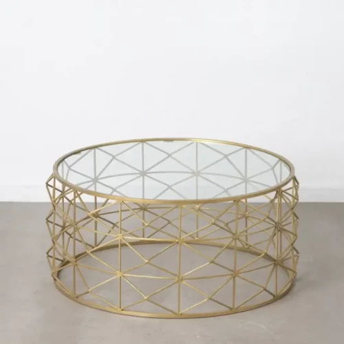 Mesa Centro Oro Metal Cristal 98x44 Cm - IXIA (5)