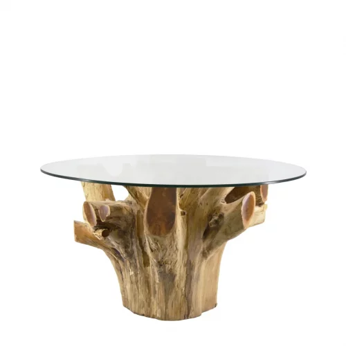 Mesa Centro Raíz Teka Blanqueada Con Cristal 80x80x45 Cm - Moycor (1)