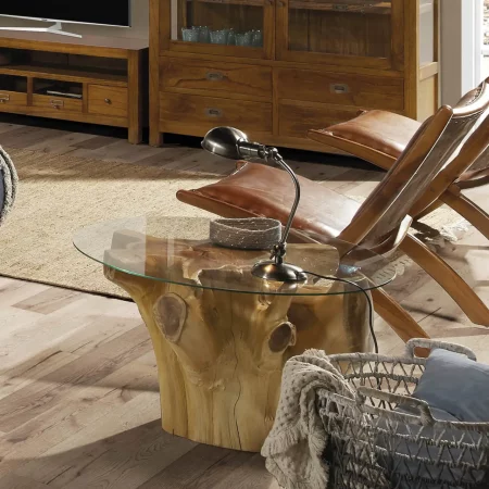 Mesa Centro Raíz Teka Blanqueada Con Cristal 80x80x45 Cm - Moycor (4)