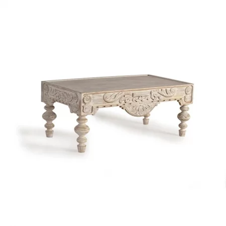 Mesa Centro Rectangular 110x46x60 Cm Madera Acacia Tallada a Mano - Giner y Colomer (6)