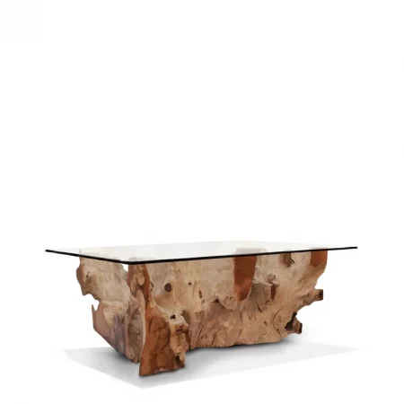 Mesa Centro Rectangular 120x75x45 Cm Raíz Teka Blanqueada CCristal - Moycor (1)