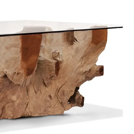 Mesa Centro Rectangular 120x75x45 Cm Raíz Teka Blanqueada CCristal - Moycor (2)