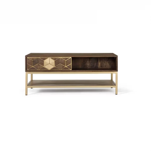 Mesa Centro Rectangular 2 Cajones + 2 Huecos Madera Mango Colección Bora Bora 100x60x43 Cm - Giner y Colomer (2)