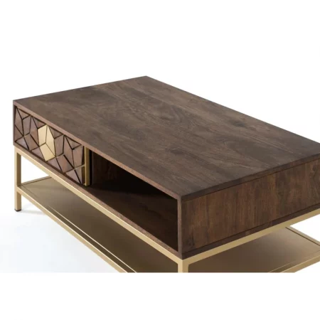 Mesa Centro Rectangular 2 Cajones + 2 Huecos Madera Mango Colección Bora Bora 100x60x43 Cm - Giner y Colomer (5)