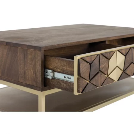 Mesa Centro Rectangular 2 Cajones + 2 Huecos Madera Mango Colección Bora Bora 100x60x43 Cm - Giner y Colomer (6)