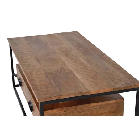 Mesa Centro Rectangular Madera Mango 2 Cajones Estilo Industrial 120x60x45 Cm - Giner y Colomer (2)