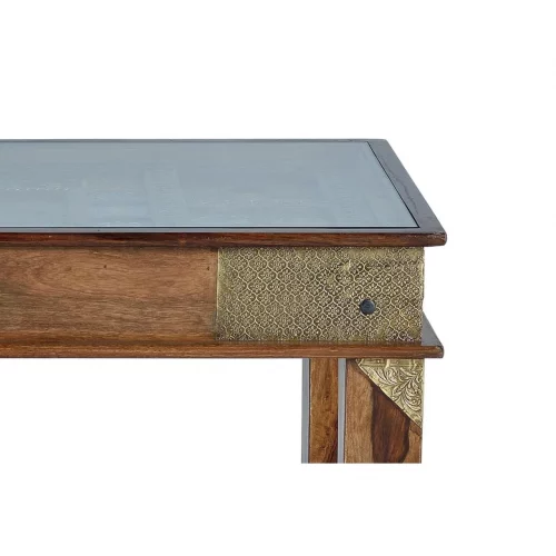 Mesa Centro Rectangular Madera Palisandro Detalles Bronce y Azulejos Colección Benin 120x60x45 - Giner y Colomer (5)
