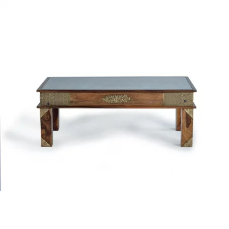 Mesa Centro Rectangular Madera Palisandro Detalles Bronce y Azulejos Colección Benin 120x60x45 - Giner y Colomer (6)
