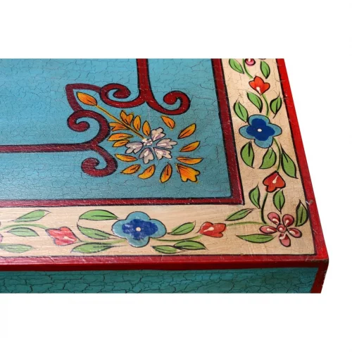 Mesa Centro Rectangular Multicolor Pintada a Mano 1 cajón Patas Metal 90x60x46 Cm - Giner y Colomer (6)