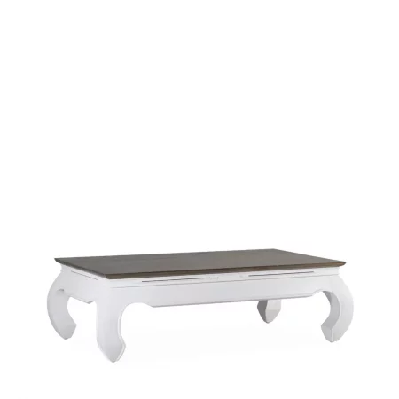 Mesa Centro Rectangular Patas Blancas Sobre Madera Mindi Mod. Opium Colección Everest 125x70x40 Cm - Moycor (1)