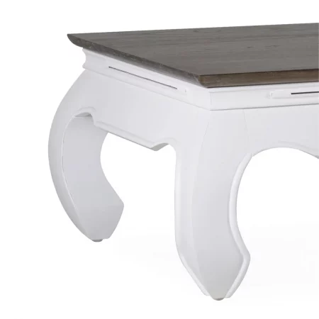 Mesa Centro Rectangular Patas Blancas Sobre Madera Mindi Mod. Opium Colección Everest 125x70x40 Cm - Moycor (2)