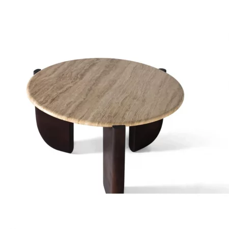Mesa Centro Redonda 75 Diámetro Tapa Mármol Patas Madera Mango 45x75 Cm - Giner y Colomer (1)