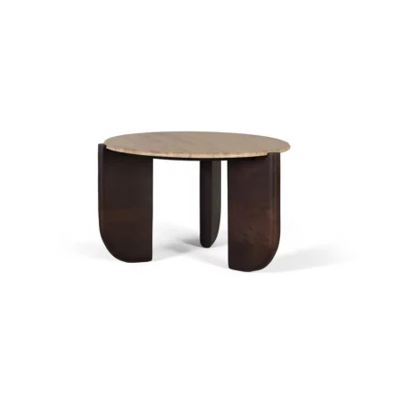 Mesa Centro Redonda 75 Diámetro Tapa Mármol Patas Madera Mango 45x75 Cm - Giner y Colomer (2)