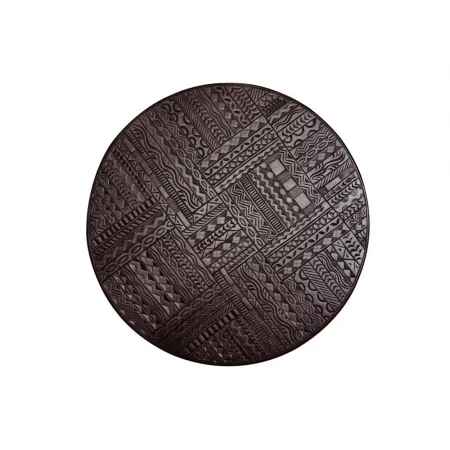 Mesa Centro Redonda Madera Mango Tallada Patas Metal Colección Jeroglífico 75x50 Cm - Giner y Colomer (1)