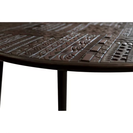 Mesa Centro Redonda Madera Mango Tallada Patas Metal Colección Jeroglífico 75x50 Cm - Giner y Colomer (4)