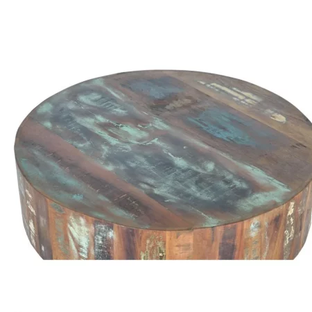 Mesa Centro Redonda Madera Reciclada Patas Metal 70x38 Cm - Giner y Colomer (2)