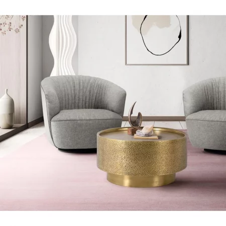 Mesa Centro Redonda Metal Color Bronce 80 Diámetro x 40 Cm - Giner y Colomer (4)