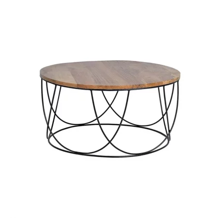 Mesa Centro Redonda Sobre Mango Natural Base Metal 80x41 Cm - Giner y Colomer (2)