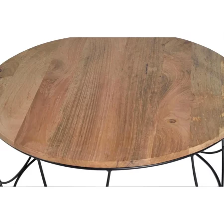 Mesa Centro Redonda Sobre Mango Natural Base Metal 80x41 Cm - Giner y Colomer (3)