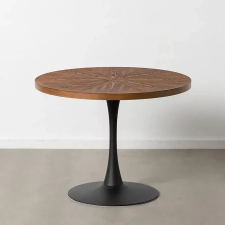 Mesa Comedor Circular Natural y Base Negro de Metal - IXIA (1)
